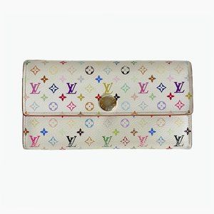 Louis Vuitton White Pink Sarah Takashi Murakami Monogram Multicolore Wallet